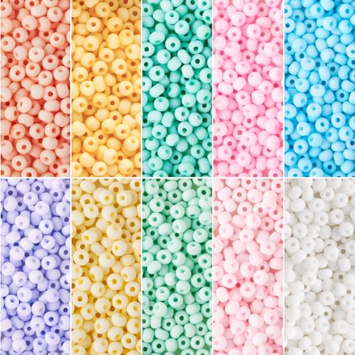 Beadthoven 3300pcs 3mm Glass Seed Beads for Jewelry Making 8/0 Pastel Candy Color Frosted Matte Opaque Round Tube Loose Pony Beads Rainbow Mini Waist Craft Beads for Bracelet Necklace Earring DIY - color: Multicolor, size: 3mm