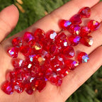 70pcs 8mm Valentine's Day AB Red Faceted Heart Beads for Jewelry Making Crystal Glass Beads for Bracelets Necklace Crafts, Friendship Bracelet Kit, Love Gifts - color: AB Red