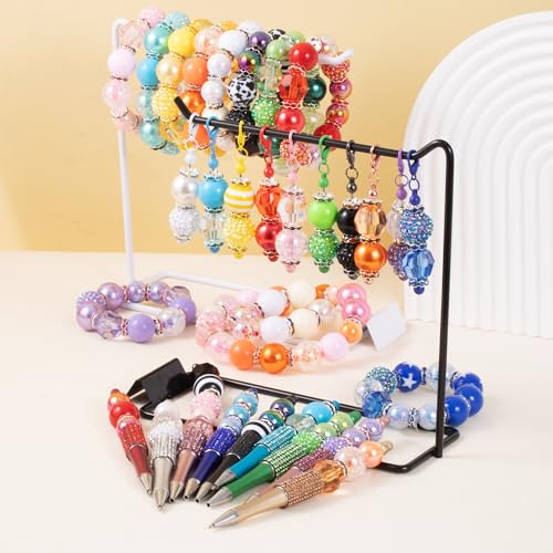 180 PCS Focal Beads for Pen Making, Include 100 PCS 20mm Rhinestone Beads 20 PCS 16mm Bubblegum Bead and 60 PCS Rondelle Spacer Bead, Perfect for DIY Pen Keychain Bracelets Jewelry - color: 180 PCS Round Beads