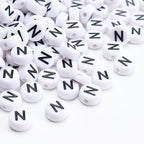 100Pcs Letter Beads 4x7mm White Round Acrylic Alphabet Beads Letter N Beads for Jewelry Making DIY Bracelets Necklaces Key Chains - color: N 100Pcs