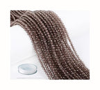 AD Beads Natural Gemstone Diamond-Cut Micro-Faceted 4mm Small Round DIY Necklace Bracelet Jewelry Making Beads (Smoky Quartz) - color: Smoky Quartz