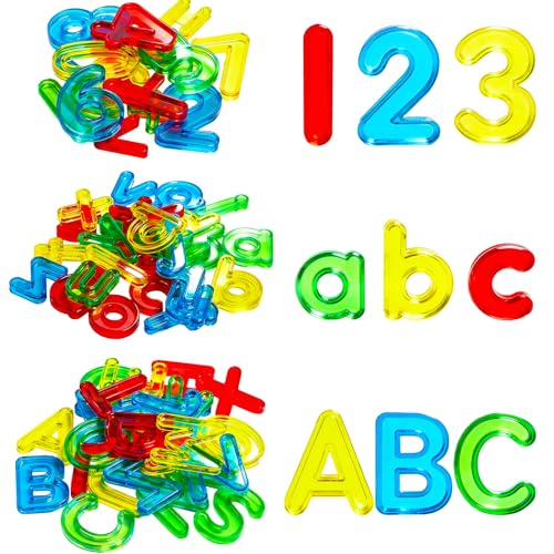 67 Pcs Plastic Practice Set Transparent Letters and Numbers Include Uppercase Letters Lowercase Letters and Numbers Colorful Plastic Letters and Numbers for Kids Counting and Spelling, Ages 3+ - style: 67PCS