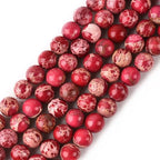 6mm Red Sea Sediment Imperial Jasper Round Gemstone Natural Stone Loose Beads for Jewelry Making Design Crafts 60 Pcs 15 Inch - color: Red, size: 6mm