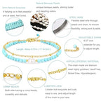 Peridot Stand Silver Gold Bracelets, Handmade Birthstone Stack Bracelet Crystal Gemstones Bead Chain Gift for Women, 8" - color: Gold-Turquoise Pearl
