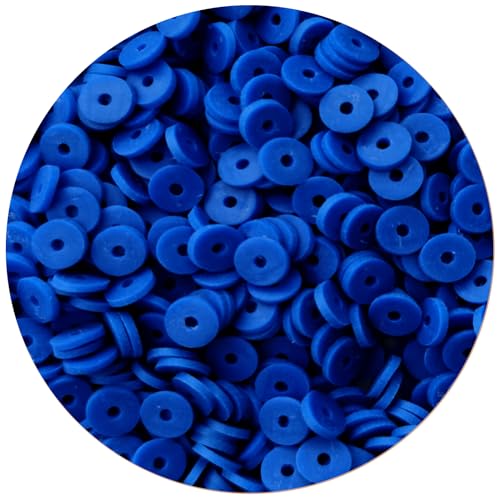 2000pcs Royal Blue Clay Beads for Bracelets Making Heishi Polymer Disc Clay Bead Flat Spacer 6mm for Jewelry Earrings DIY Crafts - color: Royal Blue Clay Beads, size: Small Pack(Single Color )