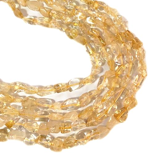 6-8mm Natural Citrine Nuggets Oval Free Tumbled Pebble Semi Precious Gemstone Loose Stone Beads Approx 15.5 inch for DIY Jewelry Making - color: Citrine