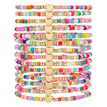 Friendship Bracelets Boho Stackable Bracelets for Women Surfer Heishi Clay Bead Bracelets Stretch Preppy Bracelets Colorful Boho Bracelets for Women - color: 14pc beaded heart