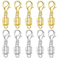 925 Silver Magnetic Necklace Clasp with Lobster Clasp,Magnetic Necklace Clasps and Closures for Bracelet Necklace Extender (5golden+5silvery) - color: 5golden+5silvery