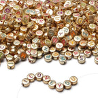 LAIDANLA 1500PCS Acrylic Letter Beads Alphabet Colorful Letters Gold Round Bead 7×4mm for Jewelry Bracelets Necklaces Key Chains Making - color: G-Colorful Letter Gold Beads