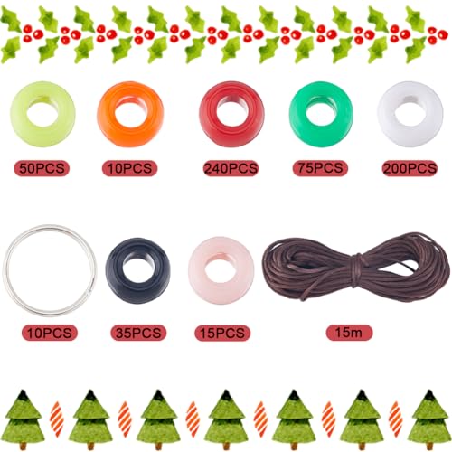 SUNNYCLUE 1 Box DIY 10 Sets Christmas Pony Beads Bulk Bead Pets 8mm Large Video Tutorials Xmas Keychain Kit Snowman Snowflake Beading Angel Christmas Pet Key Chains for Purse Gifts - color: Upgraded-8mm Pony Beads Kit Christmas Themed