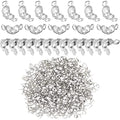 1500 Pieces Beads Tips Knot Covers Clamshell Crimp Tips Beads Set Calotte Ends Knot Covers Fold-Over Bead Covers for Jewelry Making DIY Bracelet Necklaces(Silver) - color: Silver