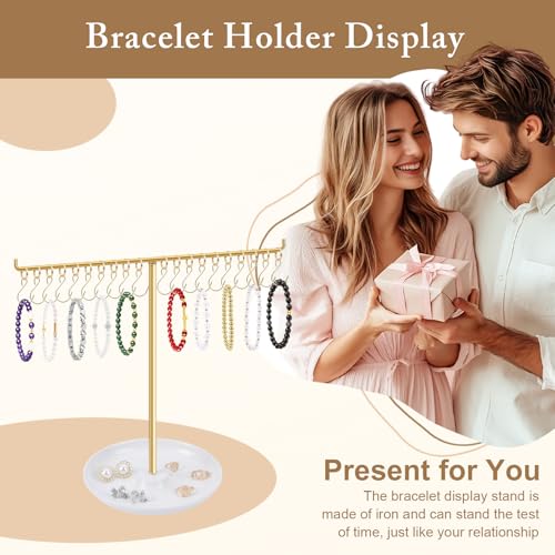 OAOLEER Bracelet Holder Display, Gold Jewelry Holder with 20 Movable Hooks Bracelet Stand Organizer, Jewelry Display Stand for Necklaces Bangles - size: 1 Tier-Gold