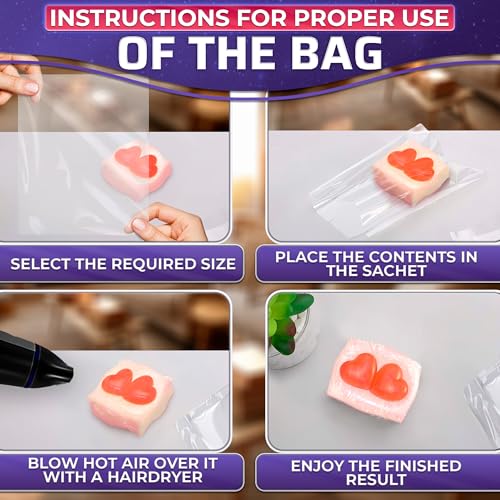 200 Pcs Shrink Wrap for Soap – 5x7" Soap Making Supplies, Bath Bombs, & Jewelry – Gift Wrap Shrink Bags for DIY Projects & Mother's Day Presents | Use with Heat Gun or Hair Dryer at Medium Temperature - size: 1 sheet (Pack of 200)