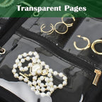 Travel Jewelry Organizer Case,Jewelry Bags Jewelry Storage Book Binder with Clear Zipper Velvet Pouch for Traveling,Earrings, Rings, Necklace, Bracelet (Inner Pages, 3 PCS) - color: Inner Pages,Black,3 PCS