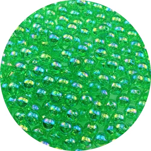 200pcs 10mm Acrylic Round Beads AB Colors Acrylic Beads Round Spacer Beads with Hole for DIY Bracelet Necklace Jewelry Making Supplies Handmade Craft(Green AB) - color: Green AB, size: 10mm
