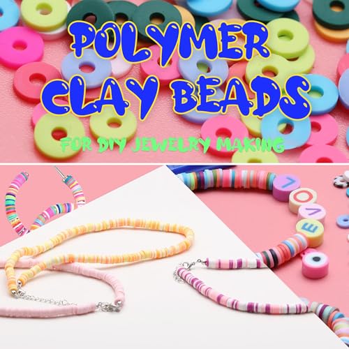 2000pcs Brown Clay Beads for Bracelets Making, Flat Round Polymer Clay Beads 6mm Spacer Heishi Beads for Jewelry Making Earring Bracelets Necklace - color: Brown 5