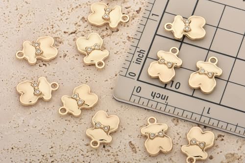 Pack of 20 Rhinestone Charms Gold Plated Pendants Pave Crystal Accessories for Necklace Bracelet Jewelry Making DIY Crafting - color: (Leathery Bear Bag)VID65401