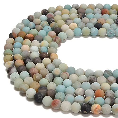 6mm Colorful Amazonite Matte Round Natural Gematone Loose Beads for Jewelry Making DIY 1 Strand 15" - color: Matte Colorful Amazonite, size: 6mm