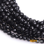 GEM-Inside 3mm Natural Stone Black Tourmaline Faceted Spacer Small Beads for Jewelry Making 15" - color: Black Tourmaline, size: 3mm