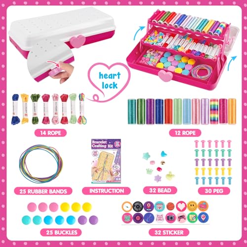 TingingYuli Friendship Bracelet Making Kit for Girls 8-12, DIY String Bracelet Maker with 3-Layer Storage Box, Arts and Crafts for Kids Ages 6-12, Easter Christmas Birthday Gift Set - color: White/Rose