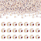 FASHEWELRY 500Pcs White Golden Letter Beads 4.5mm Square Alphabet Beads Acrylic Cube Letter Q Beads for Friendship Bracelet Necklace Keychains Jewelry Making - color: Letter Q