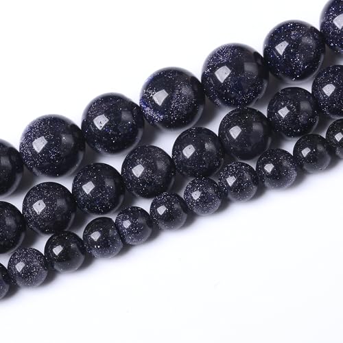 Natural Blue Stars Shine Stones Gemstone Round Crystal Energy Jade Beads Stone Beads for Jewelry Making DIY Bracelet Necklace Jewelry Making 1 Strand 15.5inch 31PCS 12MM - color: Blue stars shine stone, size: 12MM