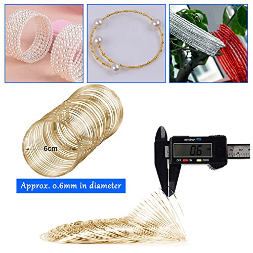 300Pcs Jewelry Beading Wire for Jewelry Making,KC Gold Jewelry Craft Wire Memory Wire Cuff for Jewelry Making DIY Bracelet Necklace Craft Supplies(0.6 mm Thickness,6 cm in Diameter) - color: KC Gold