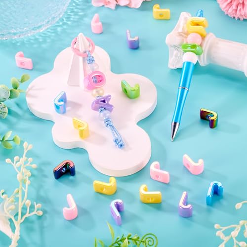Beadthoven 20pcs Big Letter J Beads Large Hole Bubble Alphabet Acrylic Beads Charm Iridescent Plastic J Shape Loose Chunky Spacers for Jewelry Making Bracelet Necklace Keychains Shoelaces Crafts - color: J