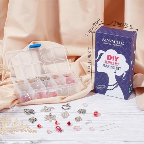 SUNNYCLUE 1 Box DIY 10 Pairs Red Beads Chandelier Dangle Earring Making Kit Flat Round Celtic Knot Flower Tree Snowflake Heart Component Links Teardrop Electroplate Glass Beads for Jewelry Beginners - color: Chandelier Bohemian Style G