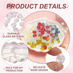 uxcell 50 Pcs Rose Beads, 0.55" Glass Flower Rose Charm Carved Loose Spacer Crystal Craft Beads for DIY Jewelry Making Bracelet Beading Projects Supplies, Light Purple - color: Light Purple