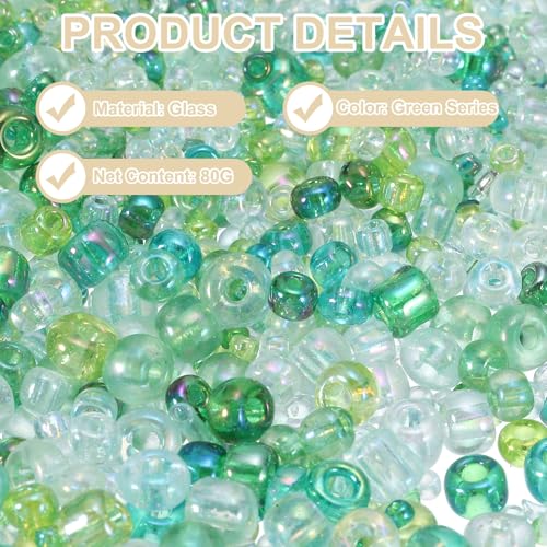 MECCANIXITY 15/0 11/0 8/0 6/0 Glass Seed Beads 1.5mm/2mm/3mm/4mm Loose Seed Beads for Jewelry Earring Bracelet Craft Making, 5888PCS, Green Series - color: Green Series