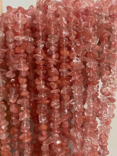 3-5mm Natural Cherry Quartz Gemstone Chips Loose Beads Semi Precious for Jewelry Making DIY Handmade Craft Supplies 1 Strand per Bag Approxi 32" - color: Cherry Quartz