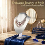 Flexzion Necklace Bust Display Stand (2 Pack) - 11 Inch 3D Mannequin Black Velvet Necklace Display Holder for Home, Boutique & Trade Shows - Jewelry Display for Selling Necklace, Pendants, Lockets - size: Standard (2 Pack)