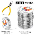 Aluminum Craft Wire 18 Gauge(1.0mm)–328 Feet(100M)+18 Gauge (1.0mm) 32.8Ft (10M) + Pliers – Bendable Metal Wire for Sculpting, Armature, Jewelry Making, DIY Crafts (Silver) - size: 18Gauge, style: Silvery