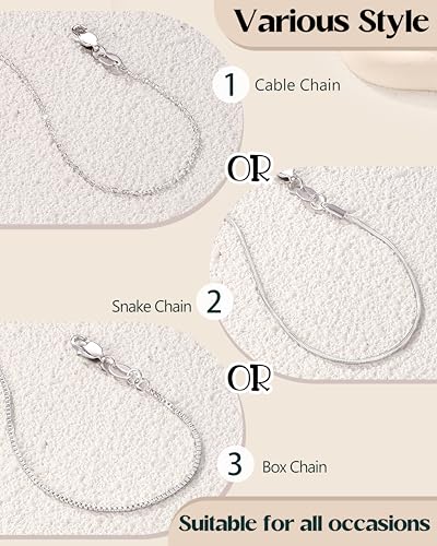 YADOCA Silver Chain Necklace For Women Non Tarnish - 1mm Thin & Strong Stainless Steel Necklaces Chains 3Pcs Hypoallergenic Waterproof Summer Beach Jewelry Gift Size 16 18 20 22 24 28 30 Inches