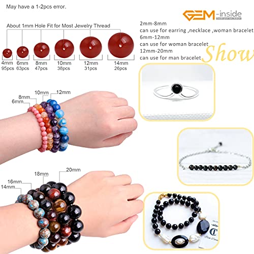 GEM-Inside Black Frost Spacer Agate Gemstone Loose Beads Natural Energy Power Beads for Jewelry Making 14mm Round 15 Inches - color: Black Agate, size: 14mm