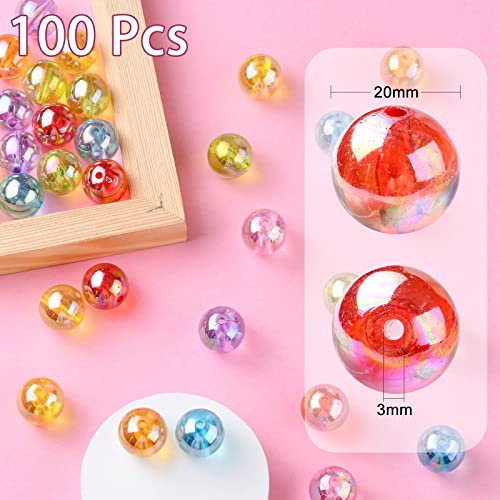 DanLingJewelry 100Pcs 20mm Acrylic Crystal Round Spacer Beads AB Color Acrylic Crafts Beads for Necklace Bracelet Jewelry Making - color: 100pcs - 6mm Round