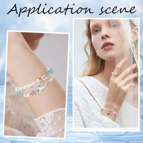 SUNNYCLUE 4 Sets Multi Layer Bracelet Making Kit Bohemian Wrap Bracelets Ocean Animal Charms Sea Turtle Starfish Shell Charm Summer Hawaii Glass Beads for Jewelry Making Kits Adults DIY Supplies - style: Ocean