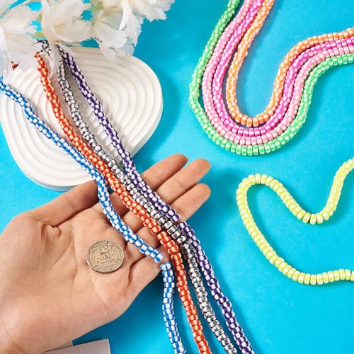 Elecrelive 9 Strands Handmade Polymer Clay Beads 6 mm Vinyl Heishi Beads Flat Round Clay Spacer Beads for Surfer Choker Necklace Bracelet Earrings Jewelry Making - color: Bright Color