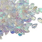 100 Pcs 11 x 18mm Czech Glass Leaf Beads Leaf Shape Crystal Charms Pendants Jewelry Making Beads Charms for Bracelets Necklace Earring AB Color - color: Ab Color