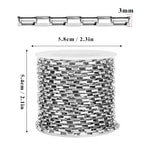 33 Feet Stainless Steel Rolo Box Chain Bulk, 3mm 304 Stainless Steel Square Cable Link Chains Roll Spool for Jewelry Making DIY Craft - color: 3MM Stainless Steel Rolo Box Chain
