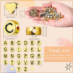 Sureio 114 Pcs Alloy Alphabet Letter Beads 8 mm Flat Round with Letter A-Z Plated Metal Initial Loose Spacer Beads for DIY Bracelet Necklace Earring Jewelry Craft Making(Gold, Silvery) - color: Gold, Silvery