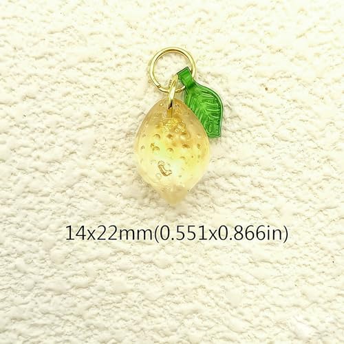 50pcs Glass Pendant Charms - Multicolor Theme Drops for Necklace Craft, Jewelry Making Supplies (Various Styles) - style: Lemon