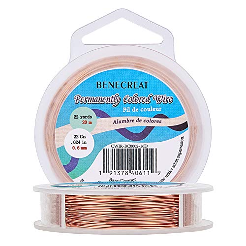 BENECREAT 22 Gauge Bare Copper Wire with Oil Coated, Solid Copper Wire for Jewelry Craft Making, 66-Feet/22-Yard - color: Oil Coated Bare Copper Wire, size: 22-Gauge(66-Feet/22-Yard)