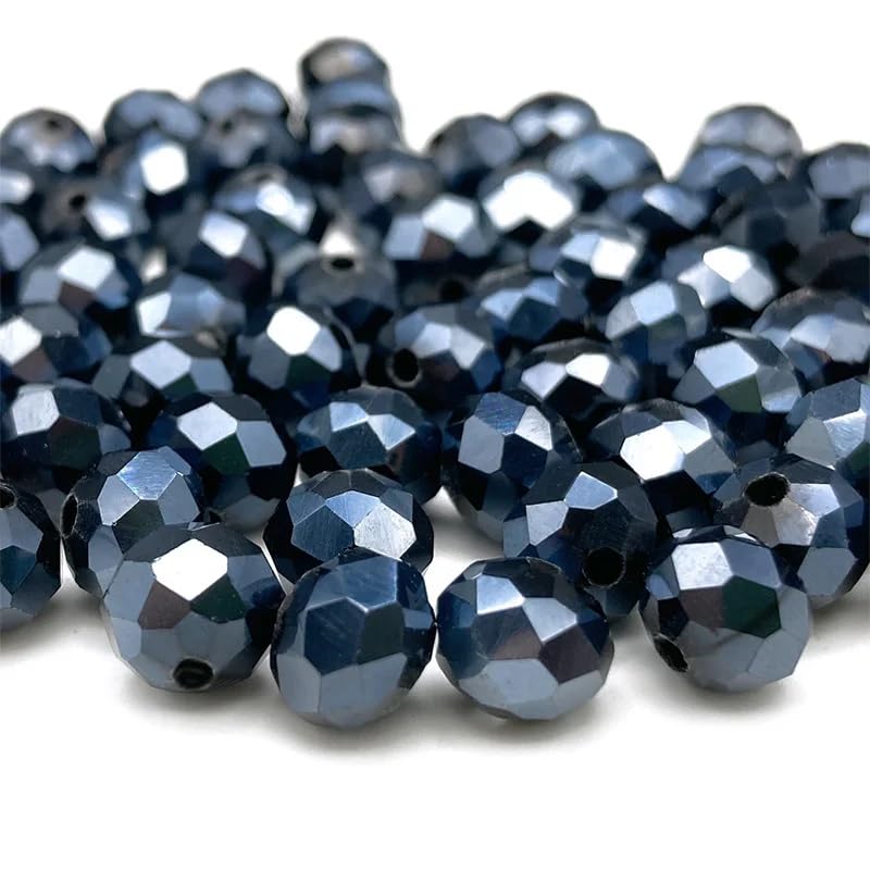 415pcs Rondelle Crystal Glass Beads 2mm 4mm 6mm 8mm Mixed Sizes, Faceted Briolette Spacer Czech Seed Loose Beads for DIY Jewelry Making (Black #2) - color: Black #2