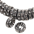 Weebee 100Pcs Rondelle Spacer Beads Crystal Charms Silver Plated Czech Rhinestone Loose Beads for Jewelry Making DIY Bracelets (Gun Metal, 4mm) - color: Gun Metal, size: 4mm
