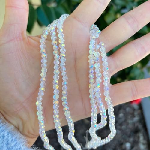500pcs Czech Faceted Rondelle Crystal Glass Loose Beads 4mm Small Tiny Spacer Bulk Crystal AB for DIY Craft Jewelry Making CCR402 - color: Crystal Ab, size: 4mm (0.16") - 500pcs