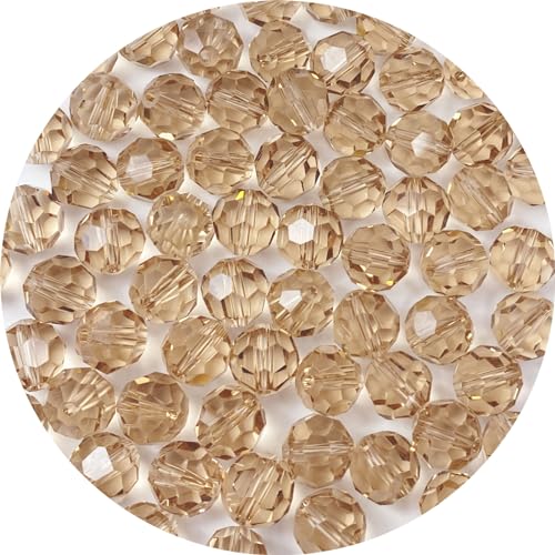 140pcs 8mm Faceted Crystal Glass Beads Round Spacer Beads for Jewelry Making DIY Craft Making Necklace Bracelet Earring Wind Chimes Suncatchers Ornament(516-Silver Champagne) - color: 516-Silver Champagne, size: 8MM