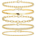 Gold Bracelets Set for Women Stack, Chunky Thick Bracelets Stack for Women Trendy, Simple Dainty Thin Gold Plated Cuff Stackable Bracelets With Beaded Cuban Paperclip Snake Rope Bangle Hand Chain Jewelry - style: Style 06-gold