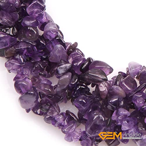 GEM-Inside Amethyst 7-8MM Chips Beads Natural Gemstone for Bracelet Necklace Jewelry Making 34 Inches - color: Amethyst